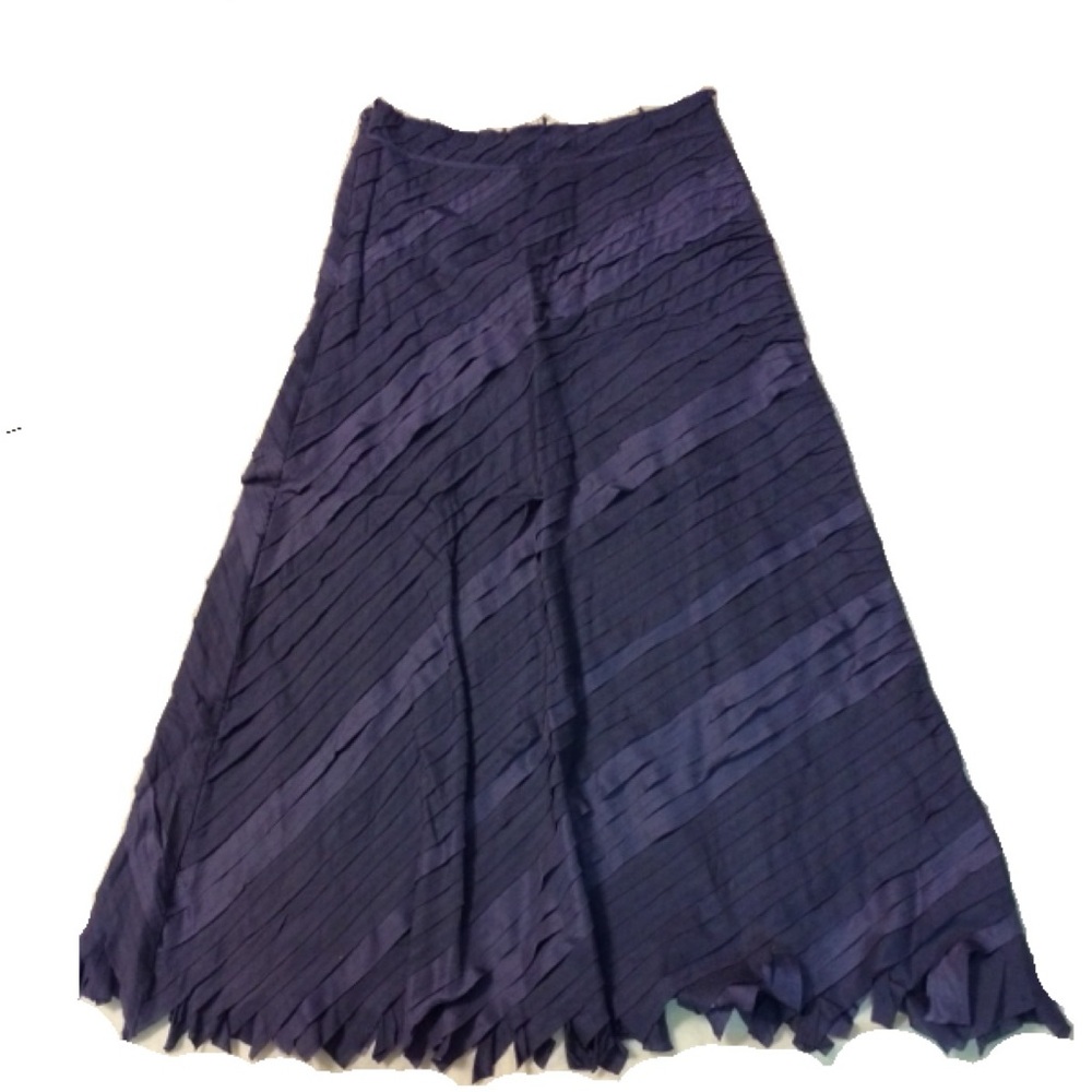 Odille for Anthropologie, blue purple silk and cotton skirt